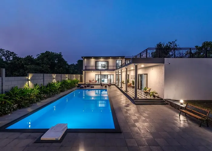 Villa: Saffronstays Mayfair Gardens - 4Br Pet-Friendly Pool Villa With Patio, Den, Board Games & Modern Interiors Near Jetty