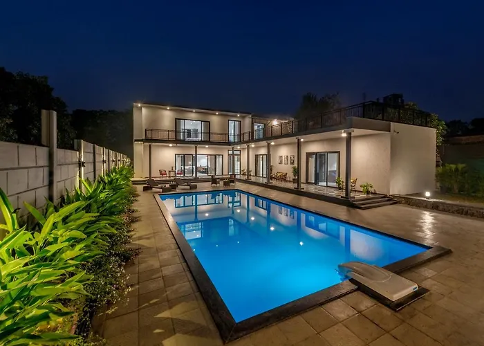 Villa: Saffronstays Mayfair Gardens - 4Br Pet-Friendly Pool Villa With Patio, Den, Board Games & Modern Interiors Near Jetty
